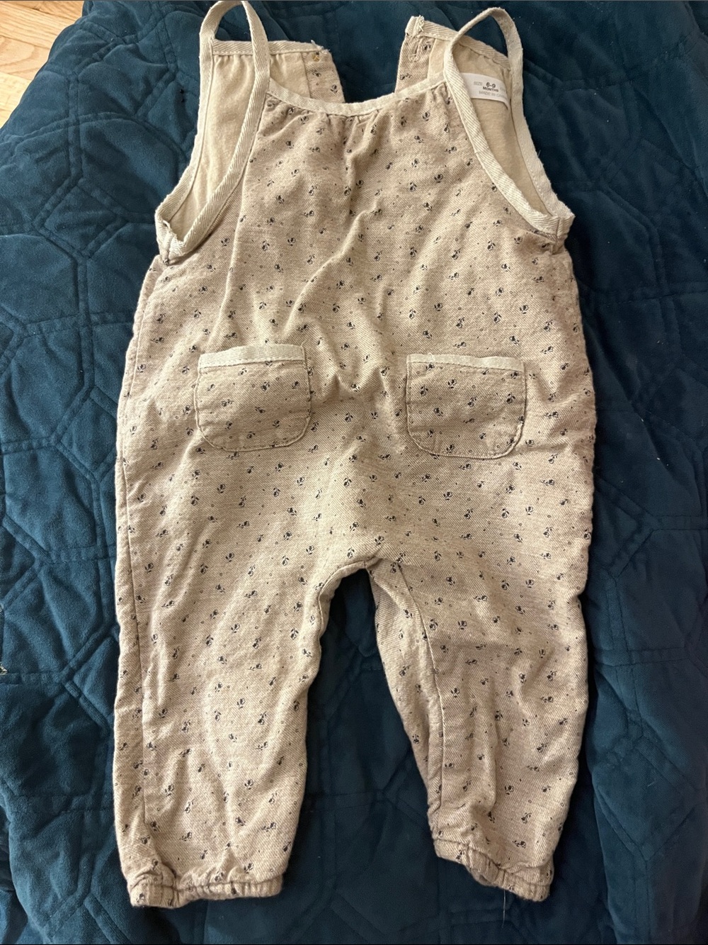 Zara Beige Toddler Overalls with Tiny Print